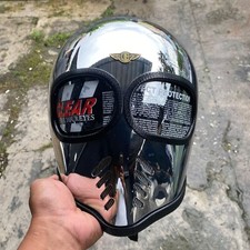 NEW BEST SELLER CUSTOM HELMET XF-GP CHROME CAFERACER BOBBER CHOPPER MOTORCYCLE picture