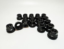 16pc F250 F350 F450 Super Duty Ford OEM Factory Black 14x1.5 Flat Seat Lug Nut picture