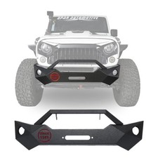 Stubby Steel Front Bumper w/ Winch Plate Bull Bar for 2007-2018 Jeep Wrangler JK picture