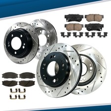 Front Rear Drilled Slotted Rotors Brake Pad Fits 2001 - 2006 Hyundai Santa Fe picture