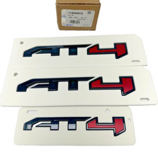 GM 3PC Set Gloss Black Red AT4 Emblems Badge Fit GMC Canyon Sierra 2500HD Yukon picture