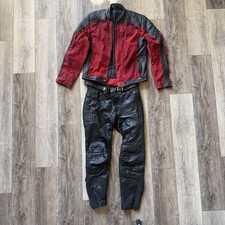 Vintage Hein Gericke Leather Cordura Motorcycle Jacket Pants 2 Piece Suit picture