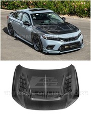 For 22-Up Honda Civic | JDM Varis Style CARBON FIBER Front Vented Bumper Hood picture