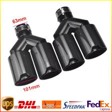 For BMW 63MM In 101MM Out Dual Exhaust Twin End Tips Tail Pipe Carbon Fiber US picture
