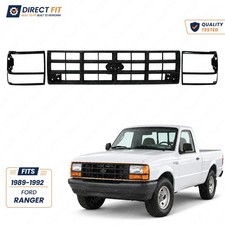 New Fits 1989-1992 FORD RANGER Front Grille Headlight Bezel Door Black Set 3pc picture