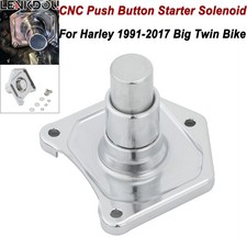 For Harley Big Twin 1991-2017 Chrome Solenoid Cover Push Button Starter Aluminum picture