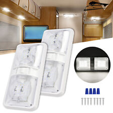 2 New RV LED 12v Ceiling Fixture Double Dome Light For Camper Trailer RV Marine picture