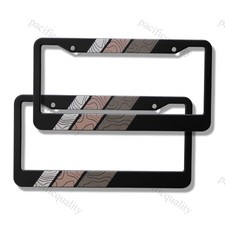 2PCS Retro Stripes TRD Desert Scheme Topographic Aluminum License Plate Frame picture