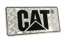 NEW - CAT Aluminum Diamond Plate License Tag - Caterpillar Truck Equipment Gift picture