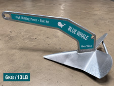 Blue Whale Hot Dipped Galvanized Steel Delta Anchor 13Ibs/6KG Boat 21'- 31' picture
