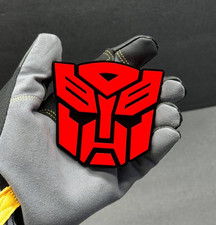 2x Autobot Transformer Mask Car Fender Badge Emblem Red / Black Decal picture