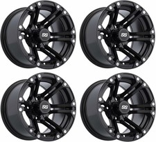Set of 4 GTW Specter 12x7 Matte Black Aluminum Golf Cart Wheel | 3:4 Offset picture