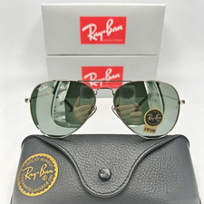 New Ray-Ban RB3025 Aviator Sunglasses 135mm Silver Frame Silver Glass Lens 58mm picture