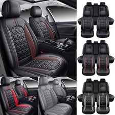 For Toyota Tundra Luxury Faux Leather Seat Covers Full Set Front Rear Cushion picture