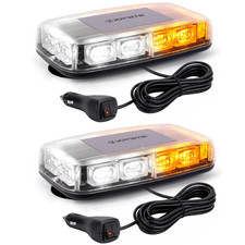 2PC Amber White 144 LED Strobe Light Bar Magnetic Beacon Snow Plow Tow Truck 12V picture