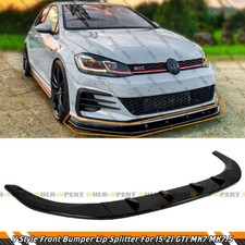 FOR 15-21 VW GOLF R GTI MK7 MK7.5 GLOSS BLACK V STYLE FRONT BUMPER LIP SPLITTER picture