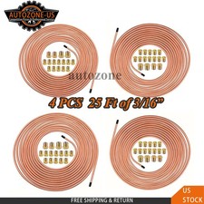 4x Copper Nickel Brake Line Tubing Kit 3/16 OD 25 FT Coil Roll All Size Fitting picture