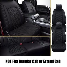 For 2009-2022 Ford F150 Crew Cab Front & Rear 5 Seat Cover Leather Cushion Black picture