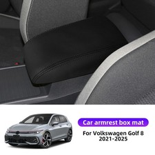 Car Center Armrest Box Cover Trim Leather Black for Volkswagen Golf 8 2021-2025 picture