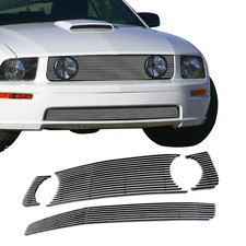 Fits 05-09 Ford Mustang GT V8 Aluminum Chrome Billet Grille Grill Insert Combo picture