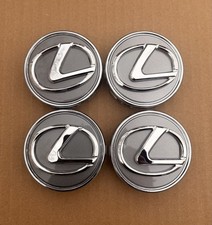 4PCS LEXUS 62MM Dark Grey & Chrome Wheel Center Hub Caps 42603-30590 Badge Logo picture