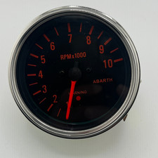 ABARTH Tachometer RPM x1000 Gauge Red Needle Chrome Bezel Auto picture