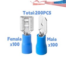 200pcs 6.3mm Crimp Wire Connector Pre-Insulated Male Female Spade Terminal picture