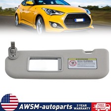 For 12-2015 Hyundai Veloster Left Driver Side Sun Visor With Mirror Gray picture