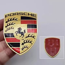 Porsche 992 Macan Panamera Taycan Turbo Gold Hood Crest Emblem picture