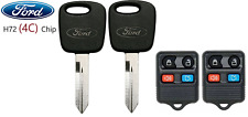 2 NEW FORD H72 TRANSPONDER OEM CHIP KEY (4C) + 4 Button Remote Fob Keyless A+++ picture