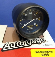 Auto Meter Autogage 2306 Mini Tachometer 6000 RPM Black Pedestal Mount 2 5/8