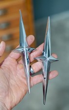 VTG 1957 58 PONTIAC CHROME STAR CHIEF QUARTER PANEL STAR EMBLEM BADGE LOT OF 2 picture