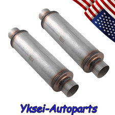 2PCS High performance 2.5'' In/Out Exhaust Muffler Round Body Moderate Sound picture