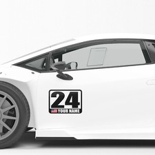 2 pcs Custom Racing Track Day Autocross Numbers  Name Flag Car Door Vinyl Decal picture