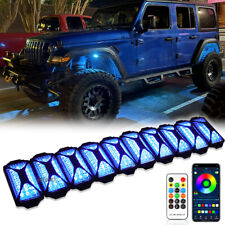 For Jeep Wrangler JKU JK 10 Pods RGB LED Neon Rock Light Underbody Bluetooth APP picture
