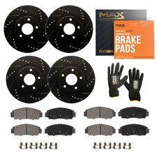 Front & Rear Drilled Slotted Rotors + Pads for Chevy Traverse Buick Enclave picture
