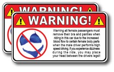 2pk Funny Warning Decal Sticker NO BRA & PAINTIES Vinyl Graphic 3M Trunk Car picture