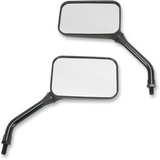 Emgo GP Deluxe Rectangular Mirror Short Stem Black 10mm Universal Pair picture
