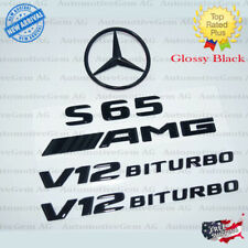 S65 SEDAN AMG V12 BITURBO Rear Star Emblem Black Badge Logo Combo Mercedes W221 picture