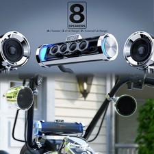 Waterproof Bluetooth Motorcycle Stereo 8 Speaker Soundbar Audio System USB Radio picture