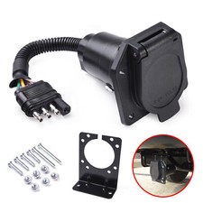 7/4 Pin 4 Way Flat to 7 Way Round Blade Trailer Adapter Wiring Harness Connector picture