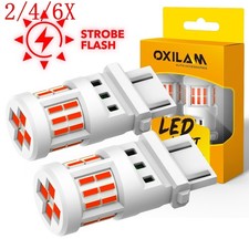 2/4/6X 3157 Red LED Strobe Flashing Blinking Brake Tail Light/Parking Bulb picture