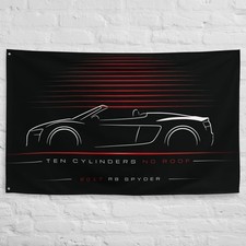 R8 Spyder 2017 Car Silhouette Flag 3x5 ft Garage Banner Man Cave Wall Decor Gift picture
