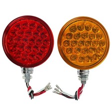 2pc Amber/Red 48 LED Double Face Stud Mount Pedestal Fender Stop Turn Tail Light picture