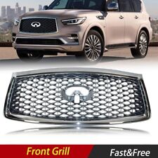 Front Grill for 2018-2021 INFINITI QX80 w/Camera Hole Chrome Frame picture
