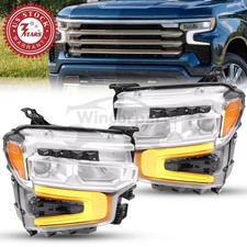 Chrome Pair FULL LED Headlights For 2022-2025 Chevy Silverado 1500 LT RST picture