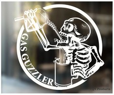 Gas Guzzler Sticker - Funny Skeleton 4x4 Truck Decal picture