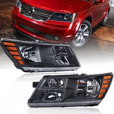2PCS Headlights Headlamps Left+Right For 2009-2020 Dodge Journey Black Trim picture