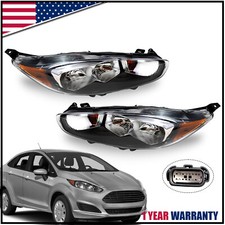 For 2014-2019 Ford Fiesta Headlights Headlamp Pair Left+Right Black picture