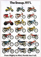 1971 HONDA MOTORCYCLE LINEUP SALES AD/ BROCHURE VINTAGE picture